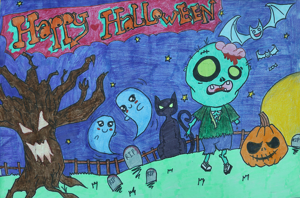 Tranh vẽ "Lễ hội Halloween" - Tranh vẽ số 10